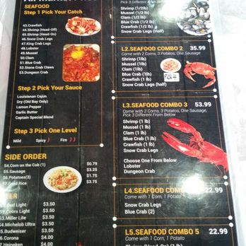 Captain Crawfish - Back of menu - Seafood Near Me - Humble, Texas