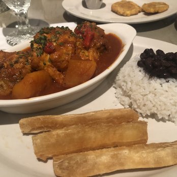 Havana Cafe - Fricase del pollo, fried yuca, rice and beans - Cuban Near Me - Indianapolis, Indiana