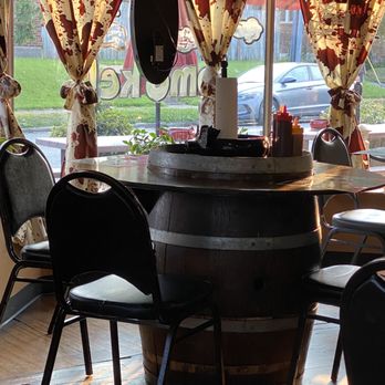 Smoking Barrels BBQ - St. Louis - Example of the tables inside the Barrels - Barbeque Near Me - St. Louis, Missouri
