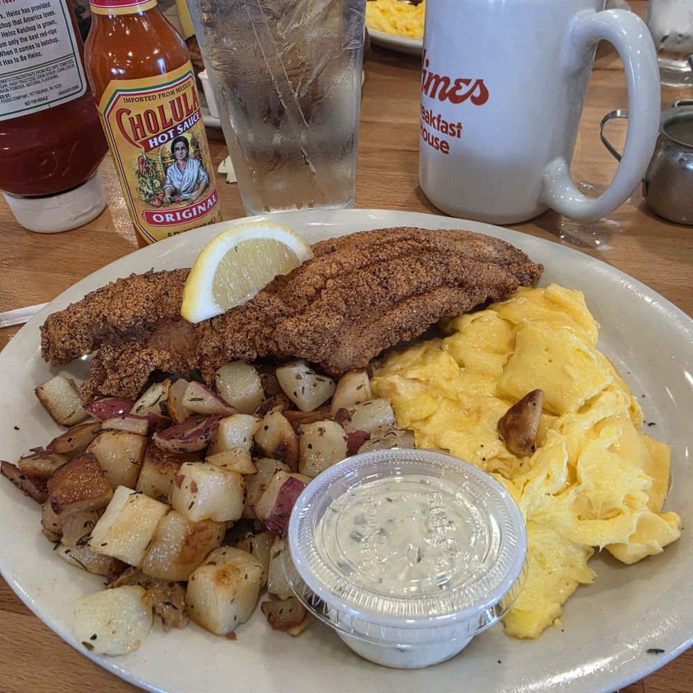 Himes Breakfast House - Grouper, scrambled eggs and home fries - Breakfast & Brunch Near Me - Riverview, Florida Himes Breakfast House - Grouper, scrambled eggs and home fries - Breakfast & Brunch Near Me - Riverview, Florida