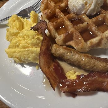 Denny's - Waffle,eggs, lots of sugar,sausage (raw)eggs not good - American Near Me - Glendale, Arizona Denny's - Waffle,eggs, lots of sugar,sausage (raw)eggs not good - American Near Me - Glendale, Arizona