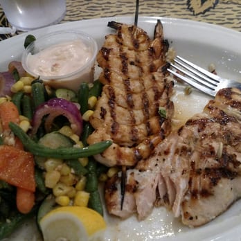 Shells Seafood - Brandon - The Ultimate combo - salmon, grilled shrimp and crab cake. Crabecake not pictured because I ate first and took photos later. - Seafood Near Me - Brandon, Florida