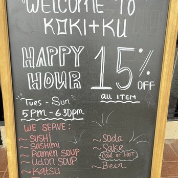 Koki+Ku Japanese Restaurant - Happy Hour? You bet! - Sushi Bars Near Me - Duarte, California