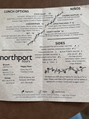 Menu photo 5 Northport Portland, OR