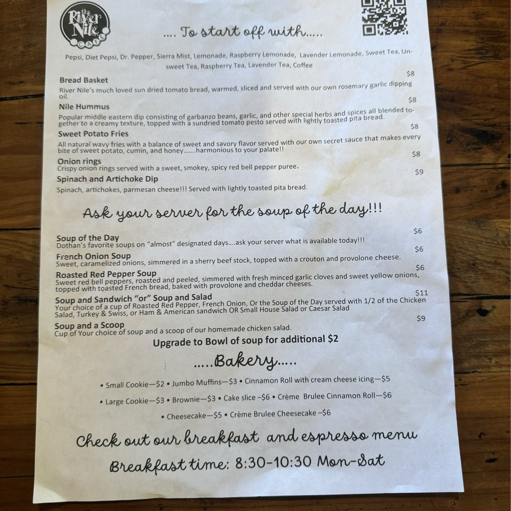 The River Nile Cafe - Menu(Page 1) - Soup Near Me - Dothan, Alabama The River Nile Cafe - Menu(Page 1) - Soup Near Me - Dothan, Alabama