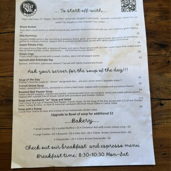 The River Nile Cafe - Menu(Page 1) - Soup Near Me - Dothan, Alabama The River Nile Cafe - Menu(Page 1) - Soup Near Me - Dothan, Alabama