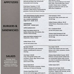 Wolf River Cafe - Current menu.