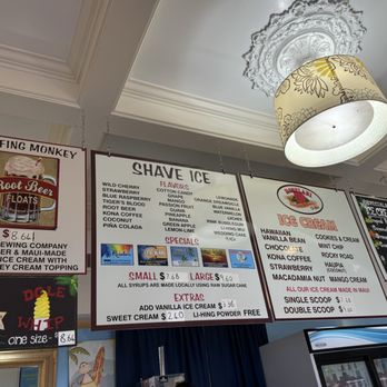 Surfing Monkey Shave Ice - Menu - Ice Cream & Frozen Yogurt Near Me - Kihei, Hawaii