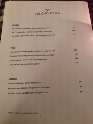 Menu photo 3 Les Chouettes Paris, 75 Menu photo 3 Les Chouettes Paris, 75