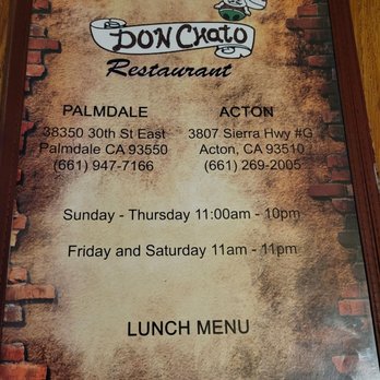 Don Chato - Menu - Mexican Near Me - Palmdale, California Don Chato - Menu - Mexican Near Me - Palmdale, California