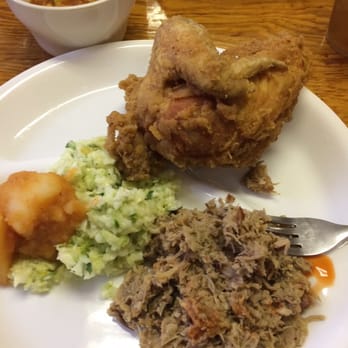 Stephenson's Bar-B-Q - Family style - BBQ, cole slaw, fried chicken and hush puppies. BBQ chicken can be ordered in place of fried chicken. - Barbeque Near Me - Willow Spring, North Carolina Stephenson's Bar-B-Q - Family style - BBQ, cole slaw, fried chicken and hush puppies. BBQ chicken can be ordered in place of fried chicken. - Barbeque Near Me - Willow Spring, North Carolina