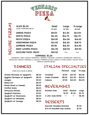 Menu photo 2 Vennari's Pizza Lewisburg, PA Menu photo 2 Vennari's Pizza Lewisburg, PA