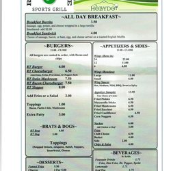 Round Table Sports Grill - Menu 1