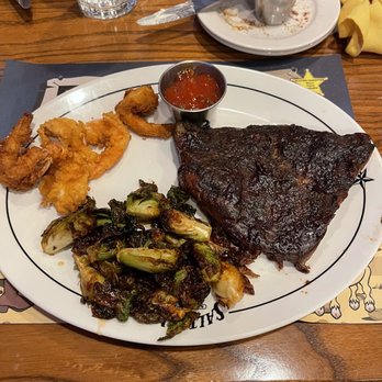 Saltgrass Steak House - Shrimp & ribs dinner with Brussel sprouts - Steakhouses Near Me - Omaha, Nebraska