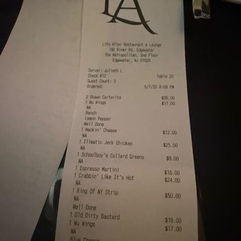 Life After Restaurant & Lounge - Not bad for three ppl - American Near Me - Edgewater, New Jersey Life After Restaurant & Lounge - Not bad for three ppl - American Near Me - Edgewater, New Jersey