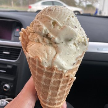 Frisbie's Dairy Barn - Pistachio waffle cone. This is a small! - Ice Cream & Frozen Yogurt Near Me - New Britain, Connecticut