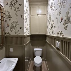 Modern Maison - One-of-a-kind wainscoting, custom cabinets, Farrow & Ball paint, freshly smoothed walls, and superbly hung wallpaper