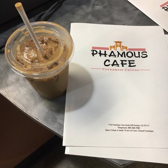 Phamous Cafe - Menu looks nice along with coffee - Vietnamese Near Me - Goleta, California