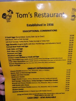 Menu photo 3 Tom's Brooklyn, NY