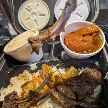 OTB Flavored Turkey Legs - The lamb chop special. Garlic, lemon pepper lamb chops over garlic mashed potatoes, yams, and Gouda Mac n cheese. Chef's kiss!!! - Chicken Wings Near Me - Omaha, Nebraska OTB Flavored Turkey Legs - The lamb chop special. Garlic, lemon pepper lamb chops over garlic mashed potatoes, yams, and Gouda Mac n cheese. Chef's kiss!!! - Chicken Wings Near Me - Omaha, Nebraska