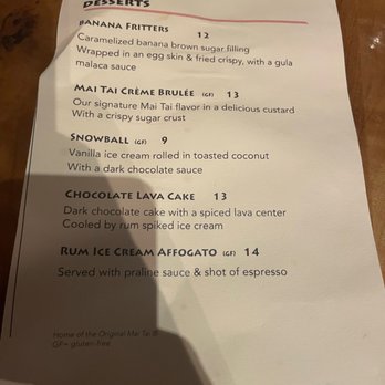 Trader Vic's - Dessert Menu - Hawaiian Near Me - Emeryville, California Trader Vic's - Dessert Menu - Hawaiian Near Me - Emeryville, California