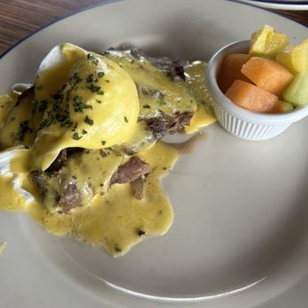 Coconut Grill - Thin sliced prime rib egg Benedict (half order) - American Near Me - Hilo, Hawaii