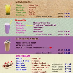 T&K Water and Ice Cream - Updated MENU
