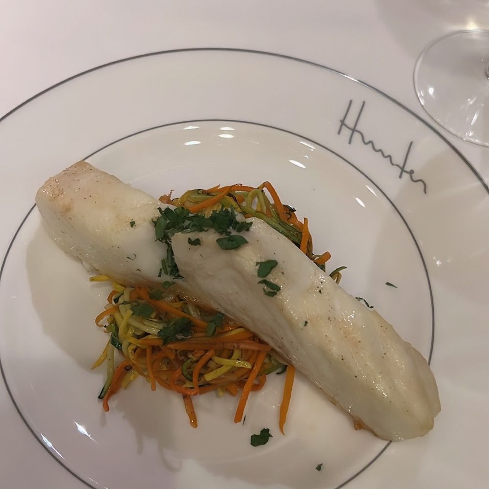 Hunter The Restaurant - Halibut with julienned vegetables - French Near Me - East Norwich, New York Hunter The Restaurant - Halibut with julienned vegetables - French Near Me - East Norwich, New York
