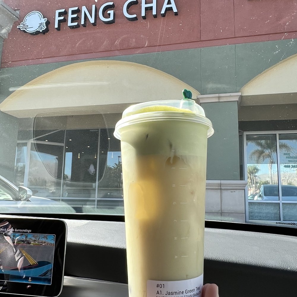 Feng Cha - Milpitas - Jasmine green tea with matcha milk foam and boba - Desserts Near Me - Milpitas, California Feng Cha - Milpitas - Jasmine green tea with matcha milk foam and boba - Desserts Near Me - Milpitas, California