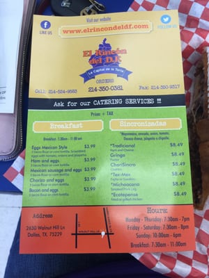 Menu photo 4 El Rincon del D F Dallas, TX Menu photo 4 El Rincon del D F Dallas, TX