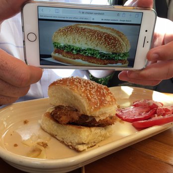 The Honor Bar - This is 1/3 the sandwich. Hubby felt it strongly resembled a BK chicken sandwich. - American Near Me - Dallas, Texas The Honor Bar - This is 1/3 the sandwich. Hubby felt it strongly resembled a BK chicken sandwich. - American Near Me - Dallas, Texas