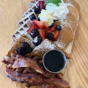 The Breeze Cafe - The Breeze Breakfast Board (sub Ube Waffle) - Breakfast & Brunch Near Me - Newark, California The Breeze Cafe - The Breeze Breakfast Board (sub Ube Waffle) - Breakfast & Brunch Near Me - Newark, California