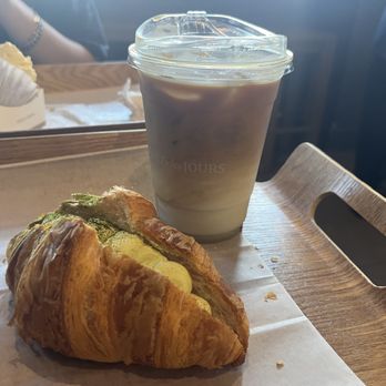 Tous Les Jours - Matcha Croissant, Iced Vanilla Latte - Bakeries Near Me - Allston, Massachusetts Tous Les Jours - Matcha Croissant, Iced Vanilla Latte - Bakeries Near Me - Allston, Massachusetts