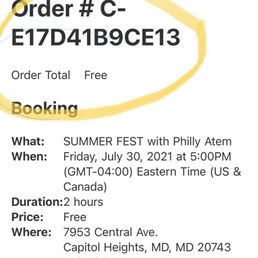 My email confirmation for registering for the event.