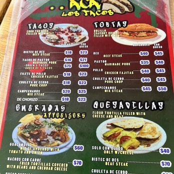 Acá Los Tacos - Menu - Tacos Near Me - Playa del Carmen, ROO