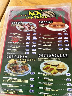 Menu photo 1 Acá Los Tacos Playa del Carmen, ROO