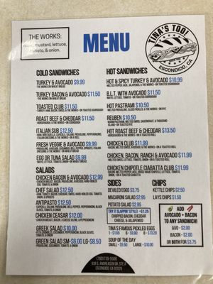 Menu photo 2 Tina's Too! Escondido, CA