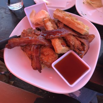 OHSO Distillery - I did not like bacon on my chicken and waffles, totally unnecessary so I took it out. - New American Near Me - Scottsdale, Arizona OHSO Distillery - I did not like bacon on my chicken and waffles, totally unnecessary so I took it out. - New American Near Me - Scottsdale, Arizona