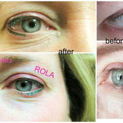 Professional Center of Permanent Makeup - Corrective old eyeliner using green pigment and black color