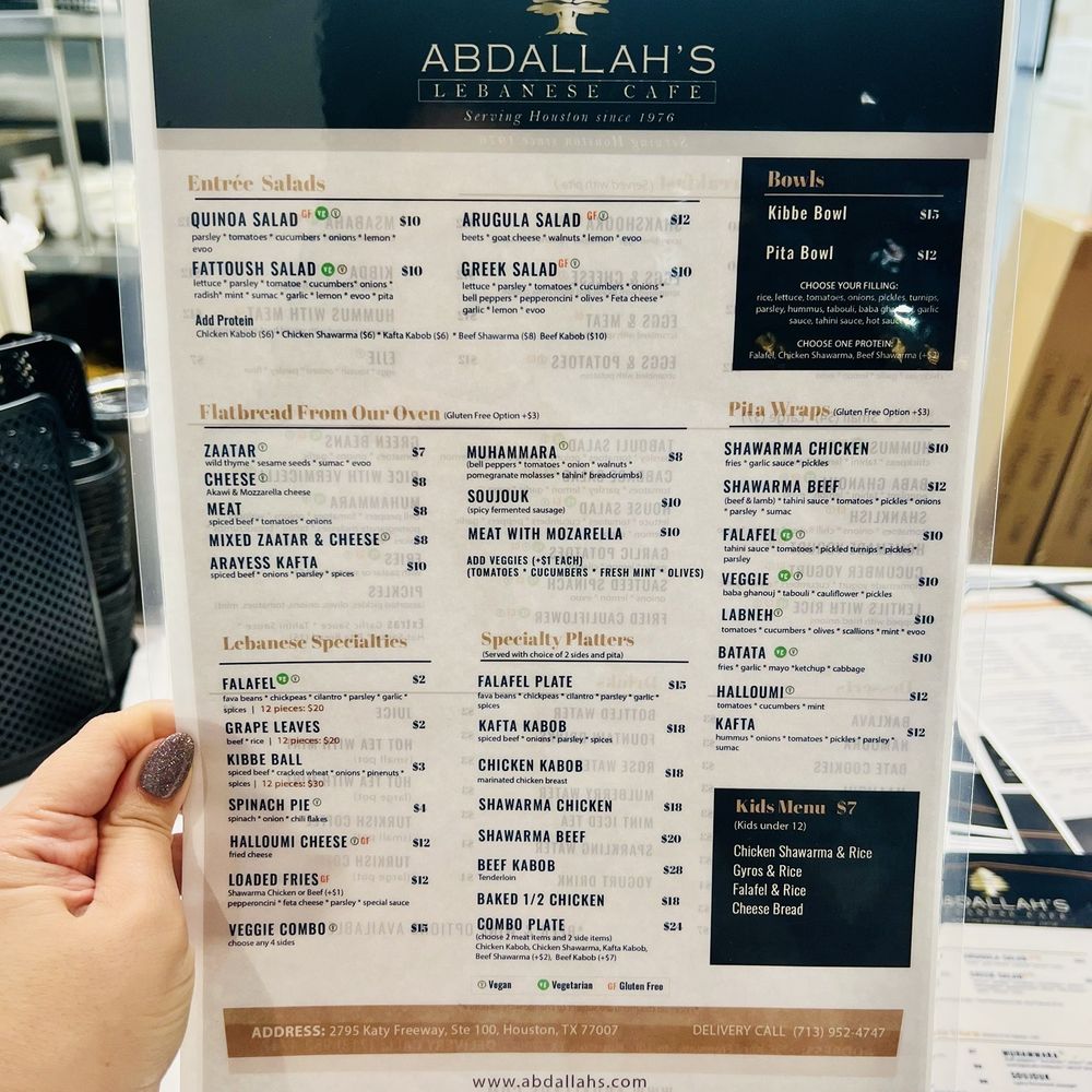 Abdallah’s Lebanese Cafe - Menu (front) - Cafes Near Me - Houston, Texas Abdallah’s Lebanese Cafe - Menu (front) - Cafes Near Me - Houston, Texas