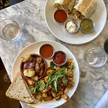 Lula Cafe - Tofu and Vegetable Scramble and Classic Lula Breakfast Burrito - New American Near Me - Chicago, Illinois