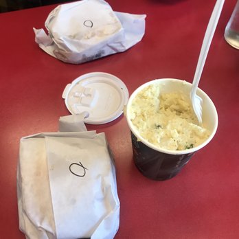 Louis' Lunch - Burgers with onion and potato salad! - Burgers Near Me - New Haven, Connecticut