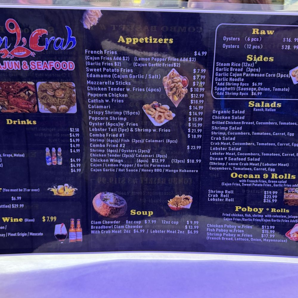 Ocean 9 Crab - Menu - Seafood Near Me - Milpitas, California