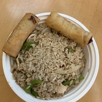 EatThai - Basil chicken fried rice with spring rolls - Thai Near Me - Indianapolis, Indiana