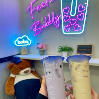 Feng Cha Teahouse - Taro Milk Tea w/boba & oolong milk tea w/boba - Bubble Tea Near Me - Costa Mesa, California