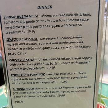 Ned's Southside Kitchen - The table tent menu changes weekly - New American Near Me - Saint Augustine, Florida