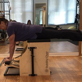 Your Body Works - My client, Linda demonstrates great thoracic & hip extension, on the stability chair - Pilates Near Me - Englewood, New Jersey Your Body Works - My client, Linda demonstrates great thoracic & hip extension, on the stability chair - Pilates Near Me - Englewood, New Jersey
