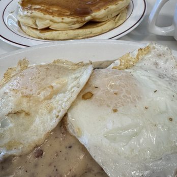 The Madison Hop - Pancakes, you won't go wrong. Sausage gravy over biscuits with eggs! Perfection! - American Near Me - Madison, New York The Madison Hop - Pancakes, you won't go wrong. Sausage gravy over biscuits with eggs! Perfection! - American Near Me - Madison, New York