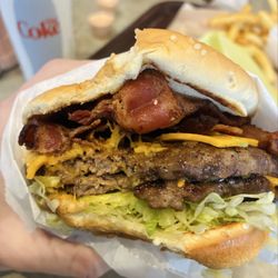 Burgers Supreme - Double Bacon Cheese Burger plain. This is the stuff dreams are made of.