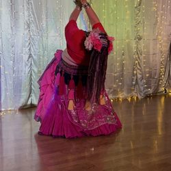 Sirena Studio - Me at the 9th Anniversary dance hafla. The mirrors are covered with curtains and hung with lights. It was so much fun.